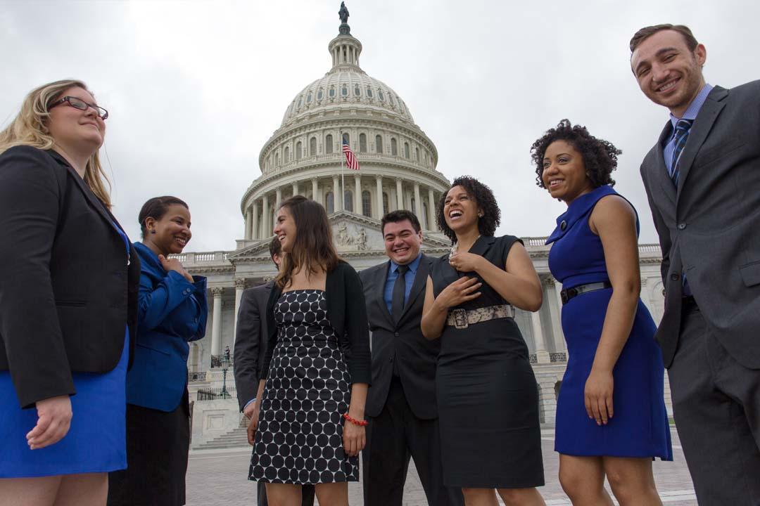 Student in front of Capitol